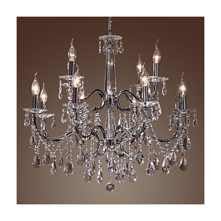 Lustre de Cristal Moderno 2 Níveis Sala 12 Luzes Lustre de Cristal Moderno 2 Níveis Sala 12 Luzes