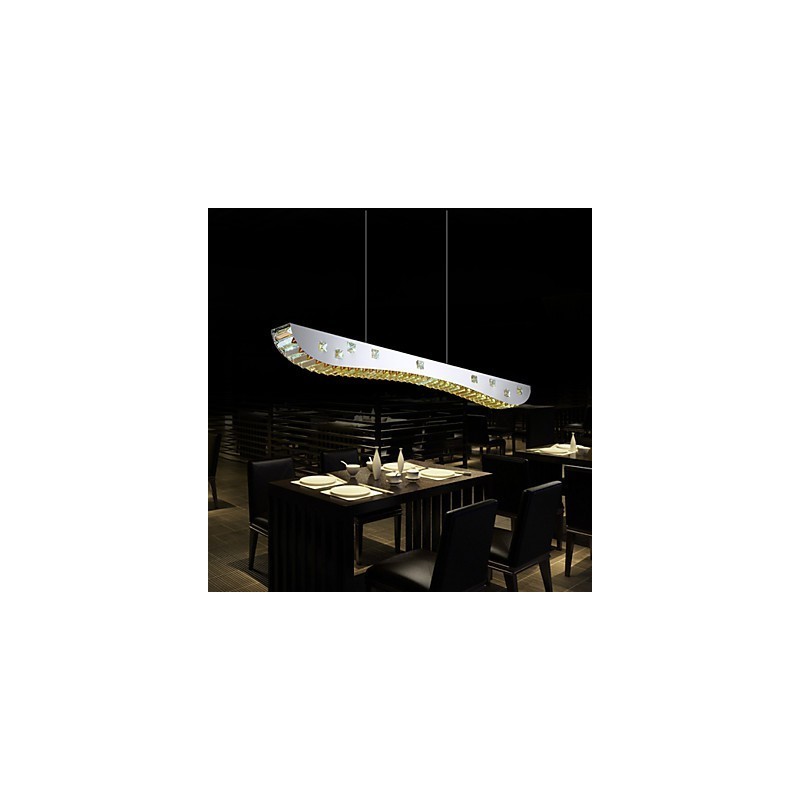Luminária pendente de cristal Luminária pendente de metal cromado Cristal âmbar ou transparente