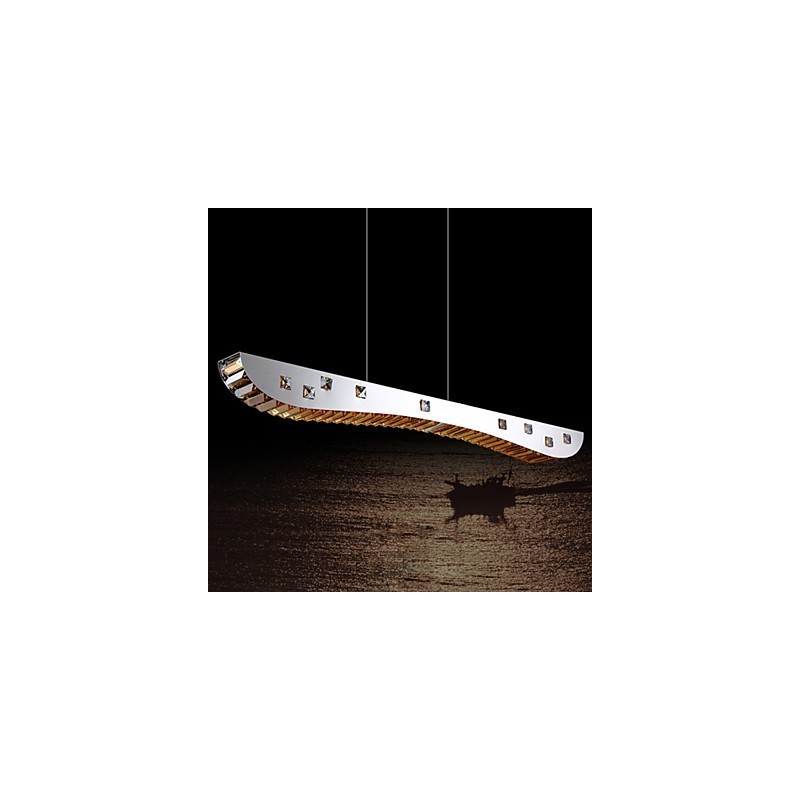 Luminária pendente de cristal Luminária pendente de metal cromado Cristal âmbar ou transparente