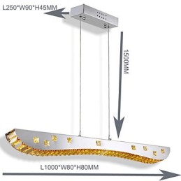 Luminária pendente de cristal Luminária pendente de metal cromado Cristal âmbar ou transparente