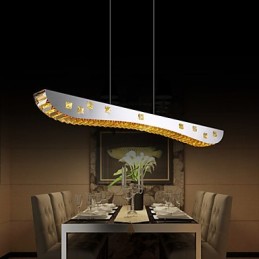Luminária pendente de cristal Luminária pendente de metal cromado Cristal âmbar ou transparente