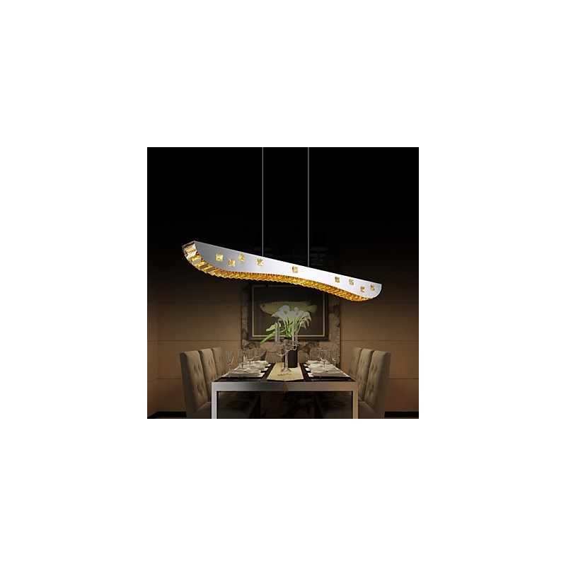 Luminária pendente de cristal Luminária pendente de metal cromado Cristal âmbar ou transparente