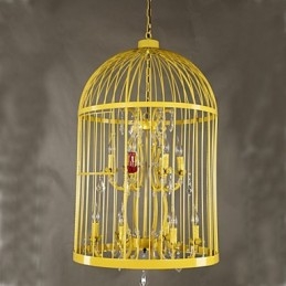 Vintage Ferro Gaiola Escada Lâmpada Lustre Cristal