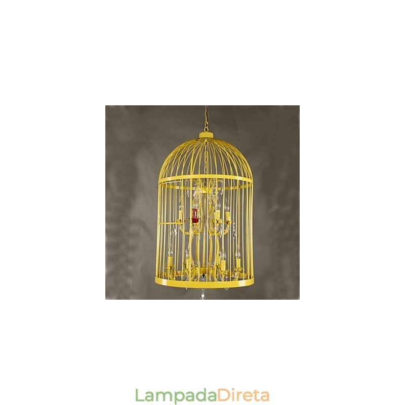 Vintage Ferro Gaiola Escada Lâmpada Lustre Cristal