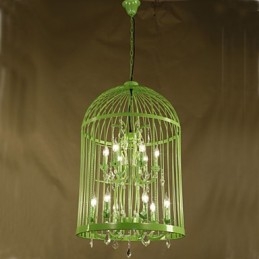 Vintage Ferro Gaiola Escada Lâmpada Lustre Cristal