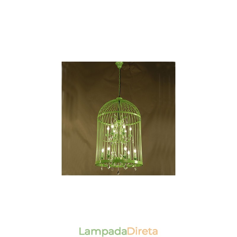 Vintage Ferro Gaiola Escada Lâmpada Lustre Cristal