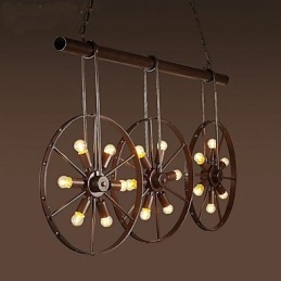 Lustre de café retrô com roda de ferro Lustre
