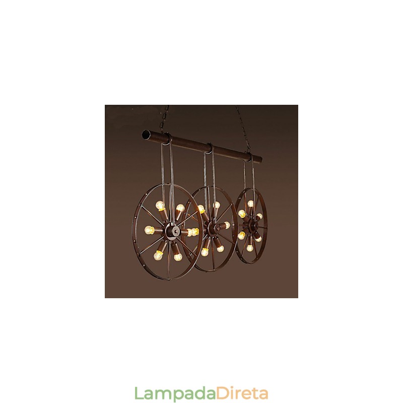 Lustre de café retrô com roda de ferro Lustre