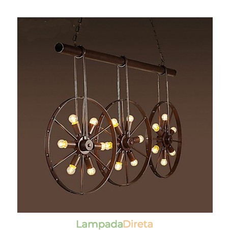 Lustre de café retrô com roda de ferro Lustre Lustre de café retrô com roda de ferro Lustre