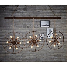 Lustre de café retrô com roda de ferro Lustre