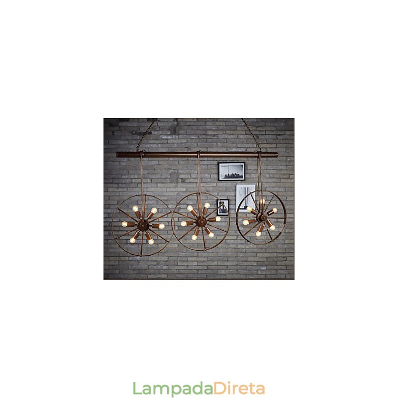 Lustre de café retrô com roda de ferro Lustre
