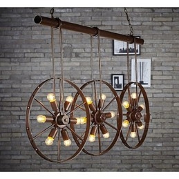 Lustre de café retrô com roda de ferro Lustre