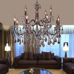 Lustre de Cristal Moderno 2 Níveis Sala 12 Luzes