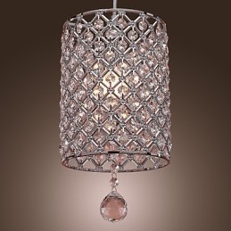 Luminária pendente de cristal estilo cilindro