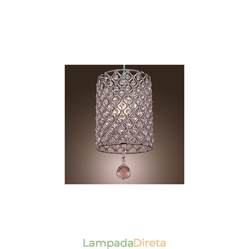 Luminária pendente de cristal estilo cilindro