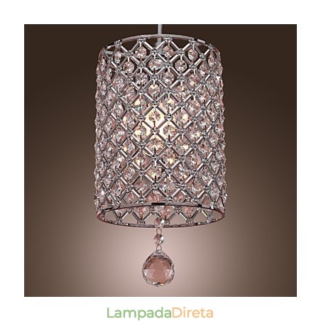Luminária pendente de cristal estilo cilindro Luminária pendente de cristal estilo cilindro