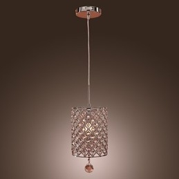 Luminária pendente de cristal estilo cilindro