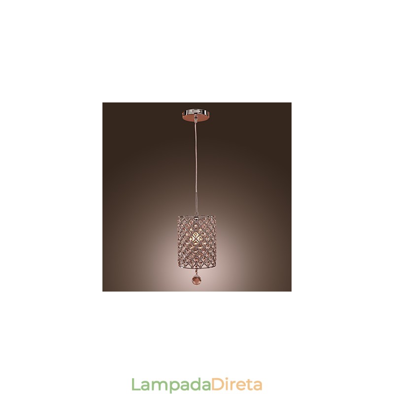 Luminária pendente de cristal estilo cilindro
