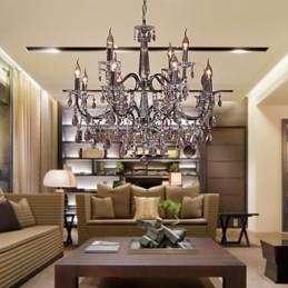 Lustre de Cristal Moderno 2 Níveis Sala 12 Luzes