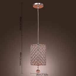 Luminária pendente de cristal estilo cilindro
