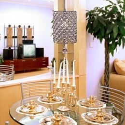 Luminária pendente de cristal estilo cilindro