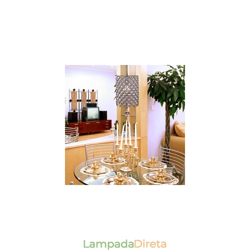 Luminária pendente de cristal estilo cilindro