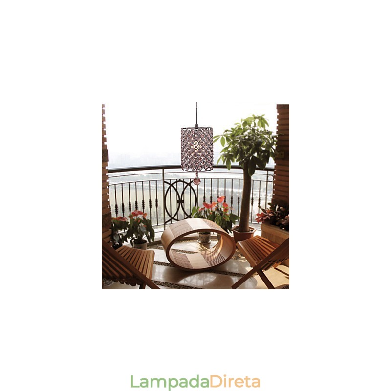 Luminária pendente de cristal estilo cilindro