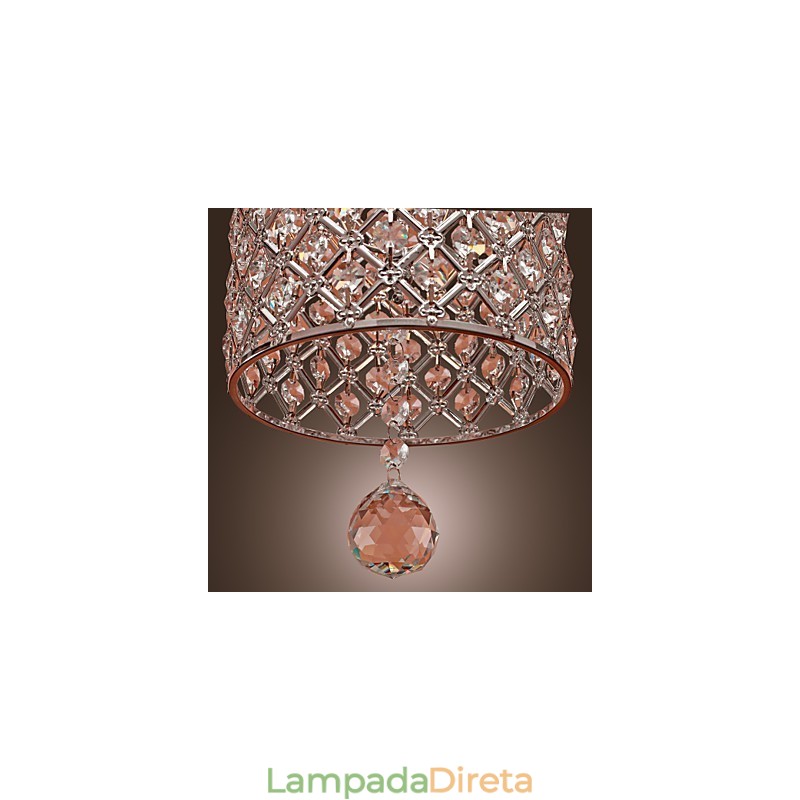 Luminária pendente de cristal estilo cilindro