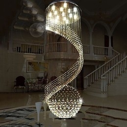 Lustre de cristal moderno, luminária pendente, luminárias de teto suspensas com fonte, cristal K9 transparente
