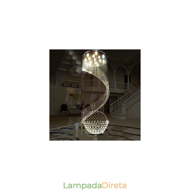 Lustre de cristal moderno, luminária pendente, luminárias de teto suspensas com fonte, cristal K9 transparente