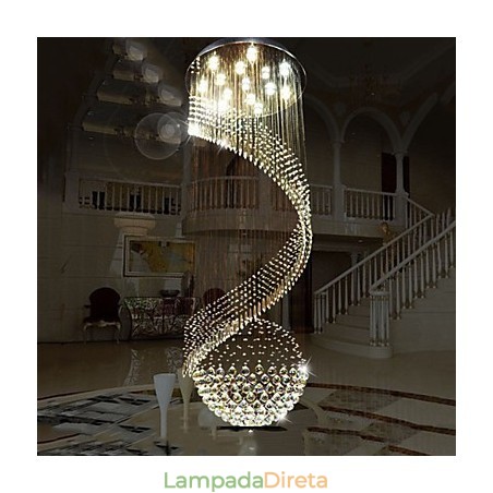 Lustre de cristal moderno, luminária pendente, luminárias de teto suspensas com fonte, cristal K9 transparente