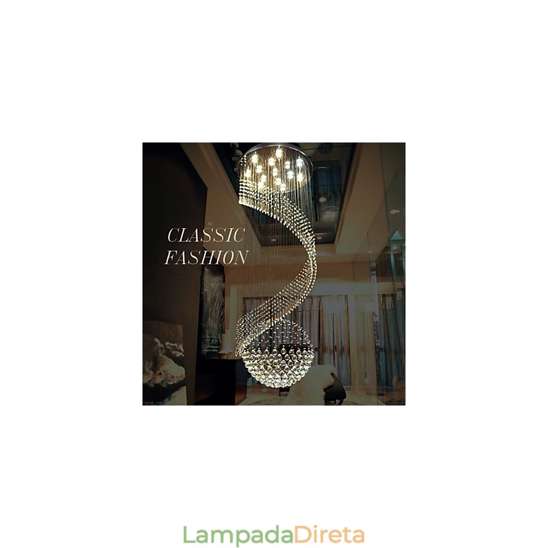 Lustre de cristal moderno, luminária pendente, luminárias de teto suspensas com fonte, cristal K9 transparente