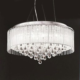 Moderno contemporâneo tambor cristal cromado pingente luz