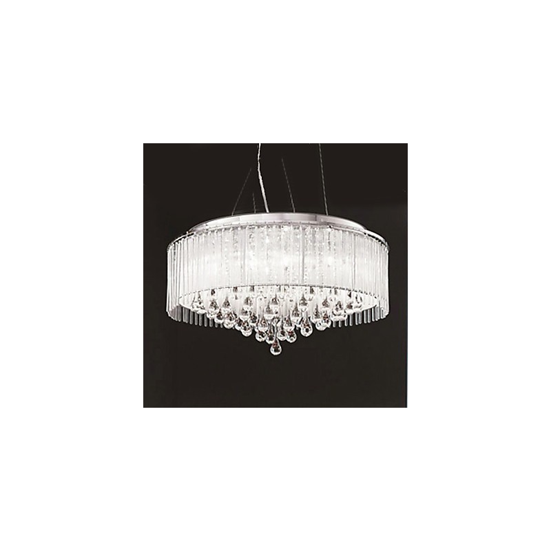 Moderno contemporâneo tambor cristal cromado pingente luz