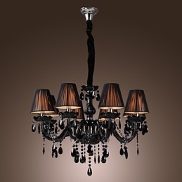 Lustre de luxo moderno preto cristal sala de estar 8 luzes