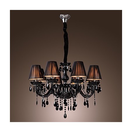 Lustre de luxo moderno preto cristal sala de estar 8 luzes Lustre de luxo moderno preto cristal sala de estar 8 luzes