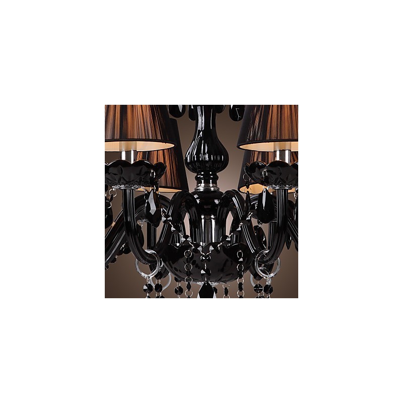 Lustre de luxo moderno preto cristal sala de estar 8 luzes