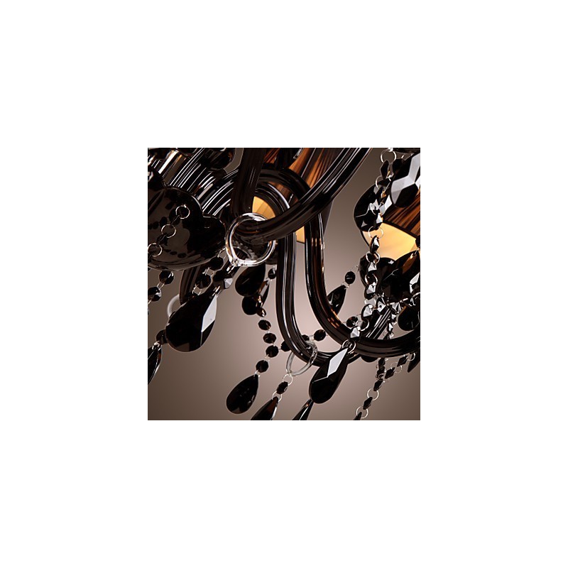 Lustre de luxo moderno preto cristal sala de estar 8 luzes
