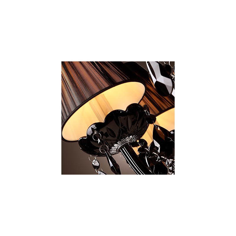 Lustre de luxo moderno preto cristal sala de estar 8 luzes