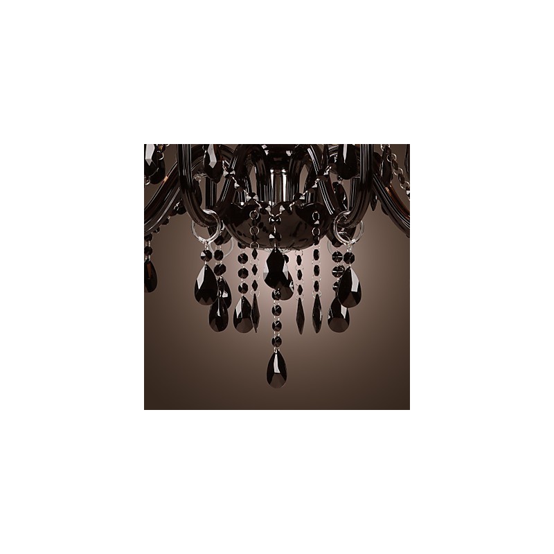 Lustre de luxo moderno preto cristal sala de estar 8 luzes