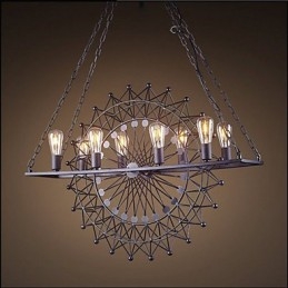 Luminária pendente estilo industrial com roda de arranha-céu