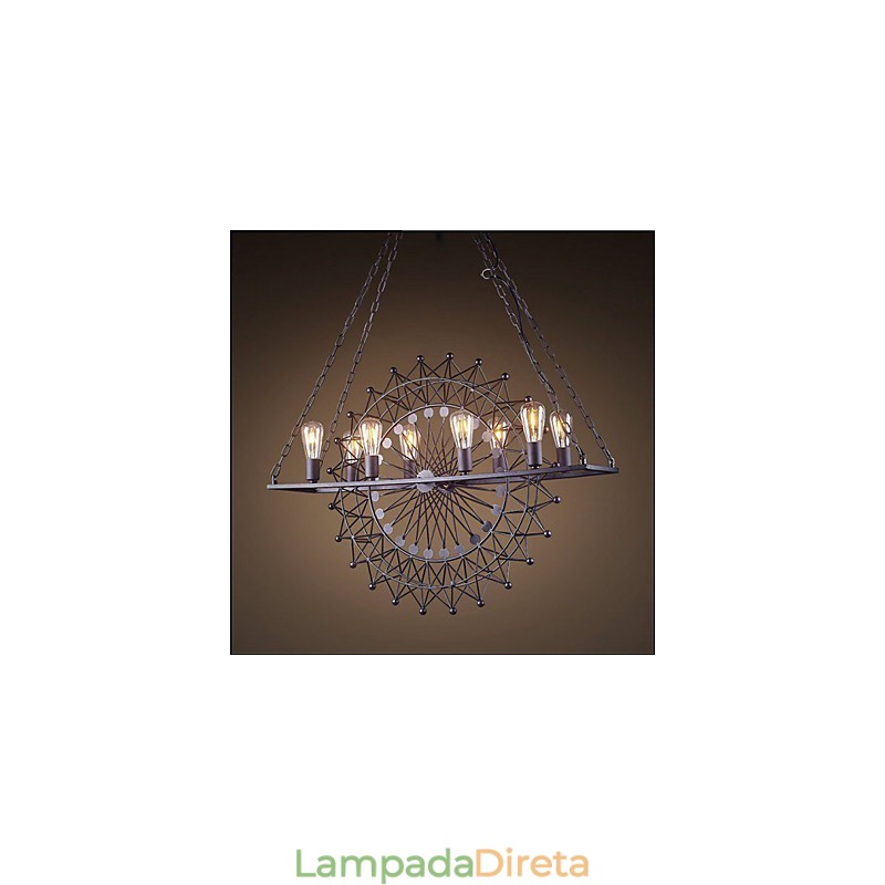 Luminária pendente estilo industrial com roda de arranha-céu