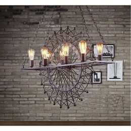Luminária pendente estilo industrial com roda de arranha-céu