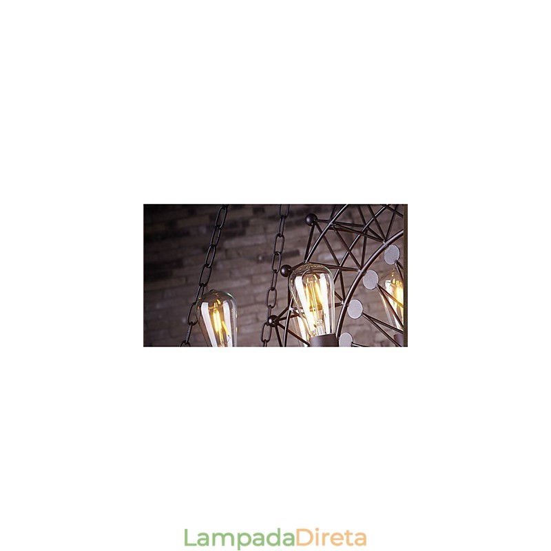 Luminária pendente estilo industrial com roda de arranha-céu