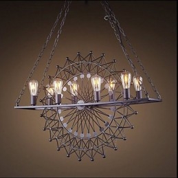 Luminária pendente estilo industrial com roda de arranha-céu