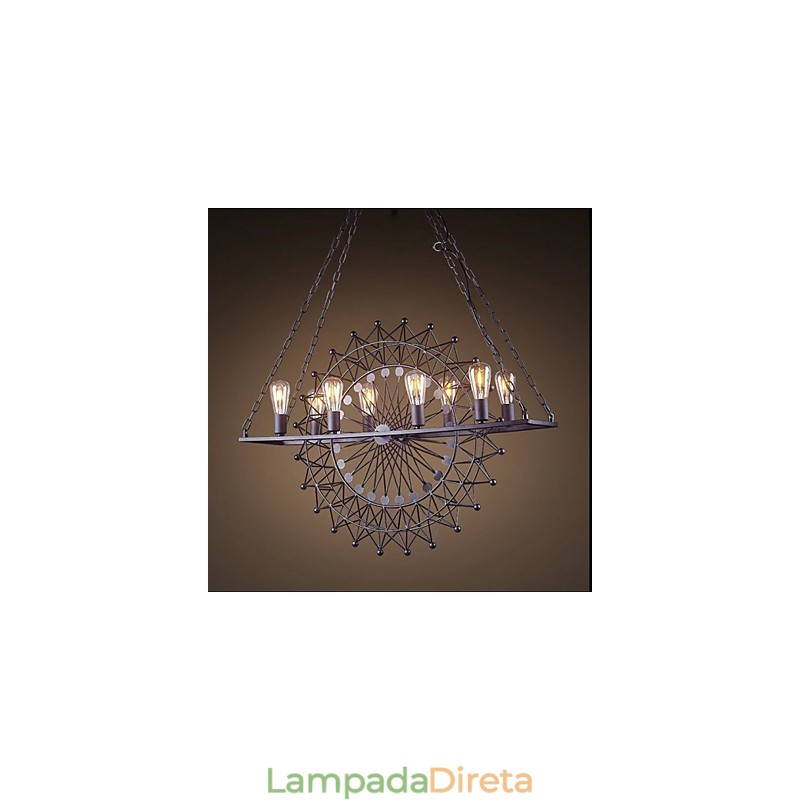 Luminária pendente estilo industrial com roda de arranha-céu