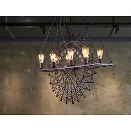 Luminária pendente estilo industrial com roda de arranha-céu