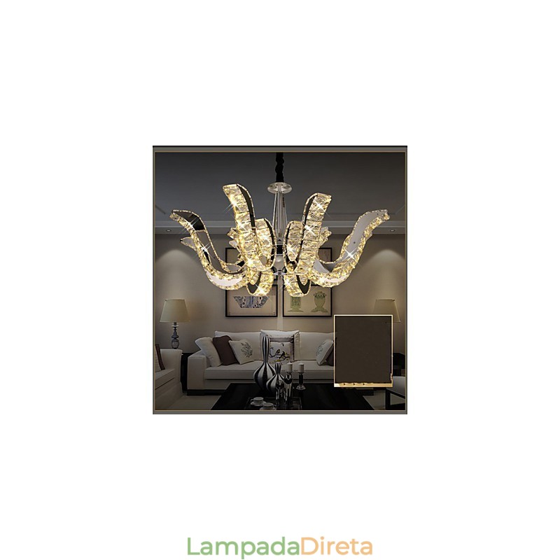 Lâmpada de cristal moderna, luxuosa, vela, luminária pendente de cristal