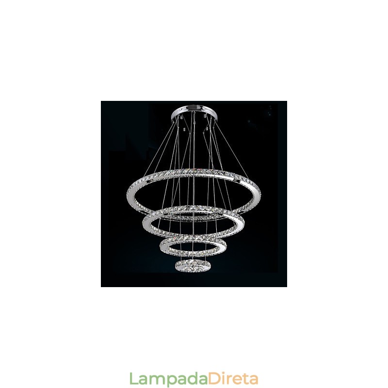 Luminária pendente moderna de cristal transparente para teto, luminária de iluminação com D100CM+D80CM+D60CM+D40CM
