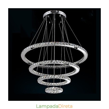 Luminária pendente moderna de cristal transparente para teto, luminária de iluminação com D100CM+D80CM+D60CM+D40CM Luminária pendente moderna de cristal transparente para teto, luminária de iluminação com D100CM+D80CM+D60CM+D40CM